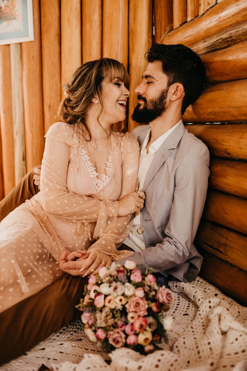 With the bouquet